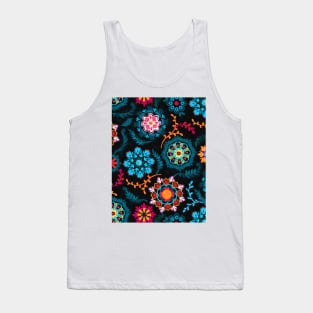 Suzani Inspired Pattern on Black Tank Top